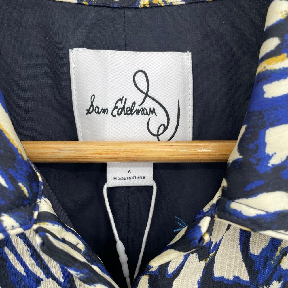 NEW Sam Edelman Size 6 Abstract Print Long Sleeve Shirt Dress Midi Luxury Office - Picture 9 of 12